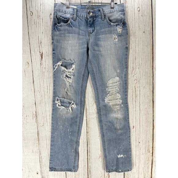 Decree Jeans Junior 3 Blue Light Wash Boyfriend Ripped Denim Mid Rise 100 Cotton - Picture 1 of 10